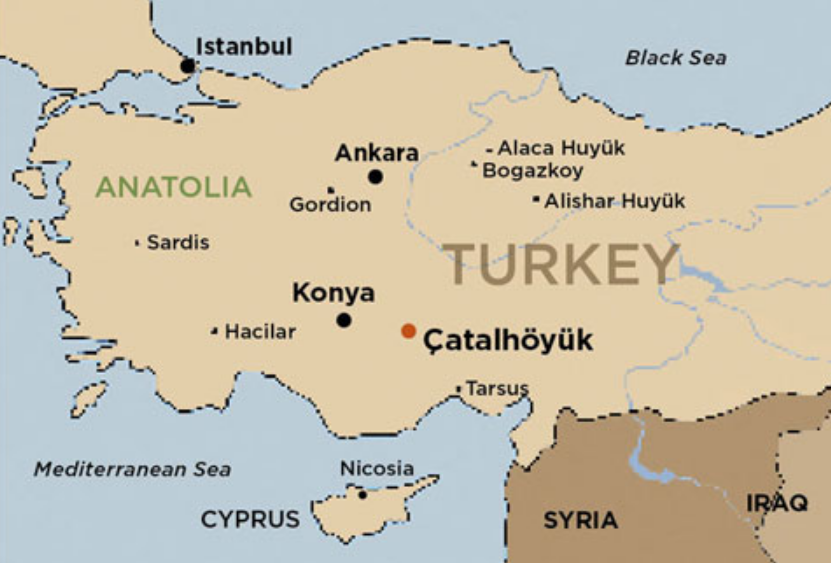 Catal Huyuk en el mapa del mundo