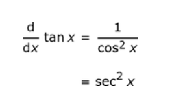 La derivada de tan x
