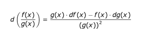 Fórmula de la derivada de la regla del cociente