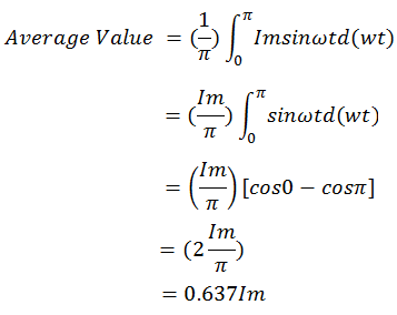 valor promedio del rectificador de onda completa con derivación central