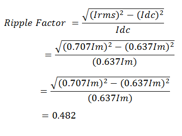 valor del factor de ondulación del rectificador de onda completa