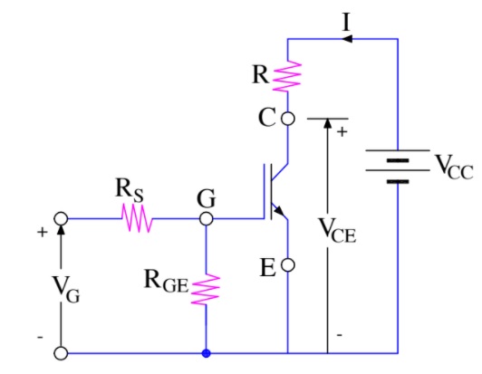 diagrama de circuito para obtener las características VI de IGBT