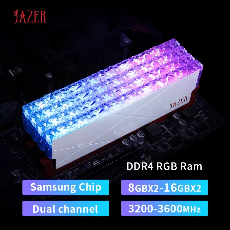 JAZER RGB RAM DDR4 8GB 16GB memoria DDR4 8GBx2 16GBx2 3200MHz 3600MHz overclocking rendimiento para escritorio