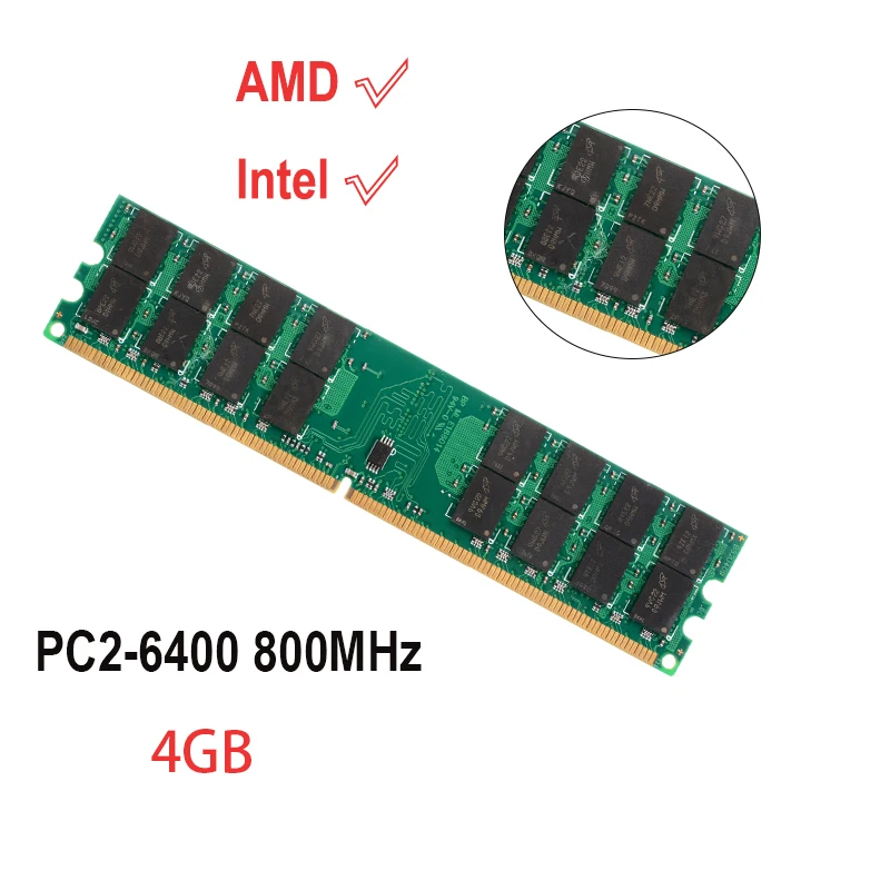 Memoria DDR2 de escritorio DIMM Ram, 1,8 V, PC2-6400, 800MHz, 2G, 4G, totalmente Compatible con placa base o Cpu AMD Intel