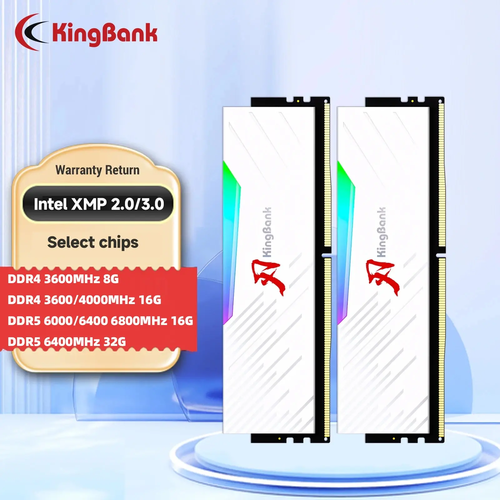 KingBank-memoria DDR4 DDR5 RGB, 3600, 4000, 6000, 6400MHz, 8GBx2, 16GBx2, 32GBx2, 64GB, Chip Original, doble canal, impresionante Ram de escritorio