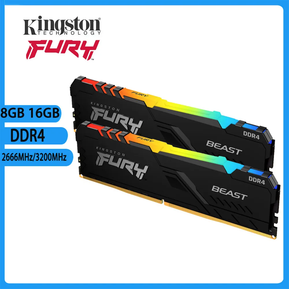 Kingston BEAST-memoria RAM DDR4 para juegos, dispositivo de almacenamiento de 3200MHz, 2666MHz, DIMM, XMP, 16, 8GB, PC4-21300, 1,2 V, 288Pin