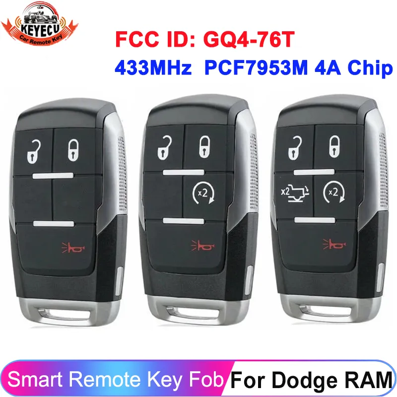 GQ4-76T para Dodge RAM Pickup HD 2500 3500 4500 5500 2019 2020 2021 MHz PCF7953M 4A Chip 68375456AB llave remota 3 4 5 botones