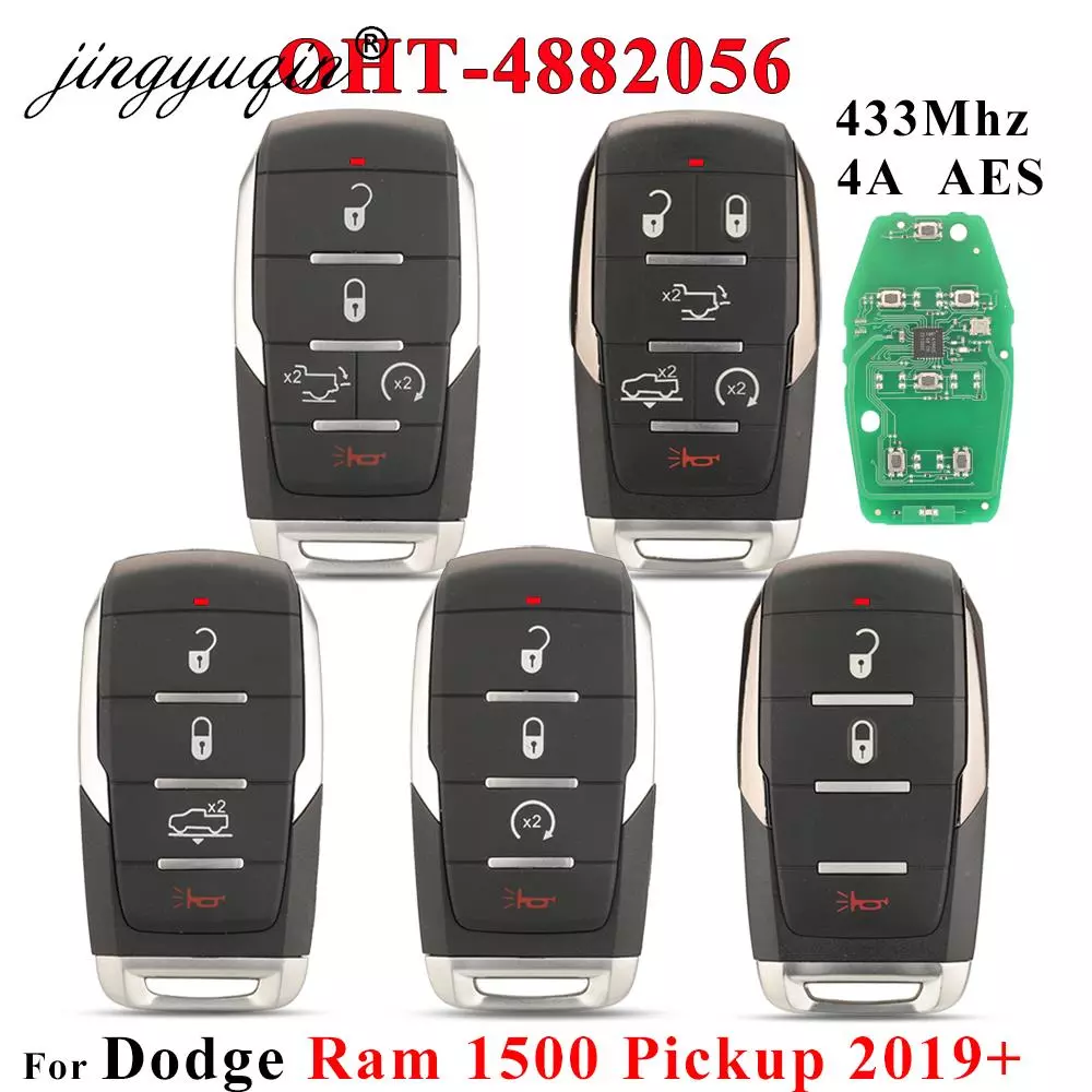 Jingyuqin-mando a distancia OHT-4882056 Smart Prox, Chip 4A de 433,92 MHz para Dodge Ram 1500 Pickup 2019 2020 + 68291692AD 68291691AD