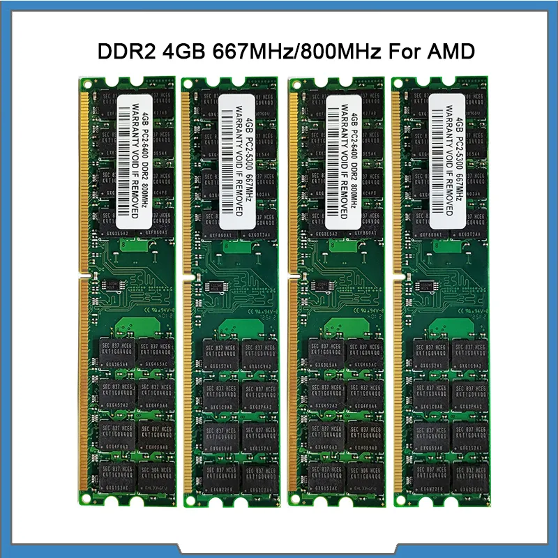 Memoria RAM DDR2, 4GB, 8GB, 667MHz, 800MHz, PC2-5300, 6400 para CPU AMD, Chipset, placa base, 240 pines, 1,8 V